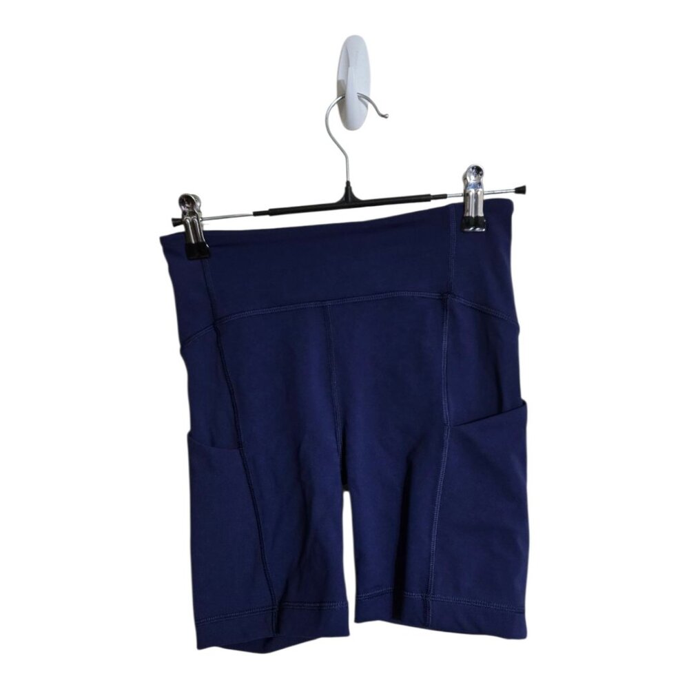 Lululemon Shorts Women 2 Blue Sole Training ATHLEISURE LW7AG5S Poseidon Pockets